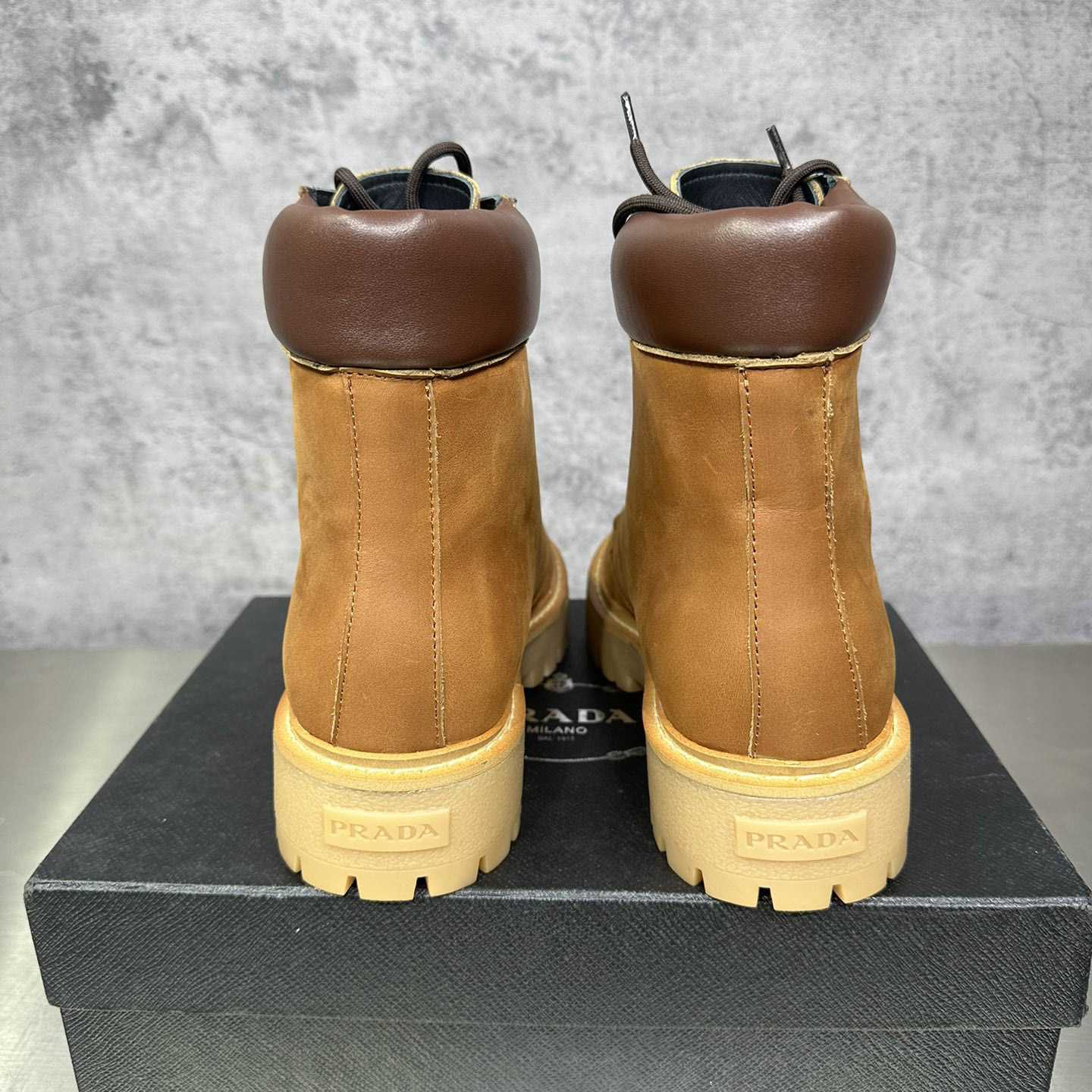 Prada Lug-sole Leather Boots - DesignerGu