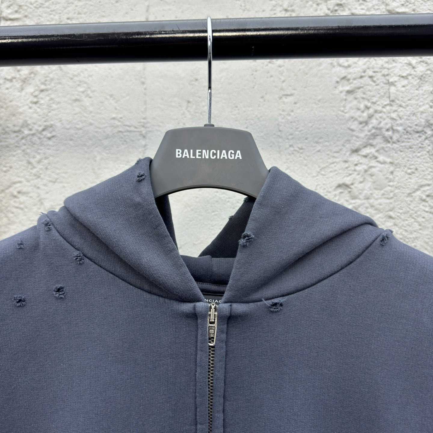 Balenciaga Planet Earth Zip-Up Hoodie Regular Fit Wash Black - DesignerGu