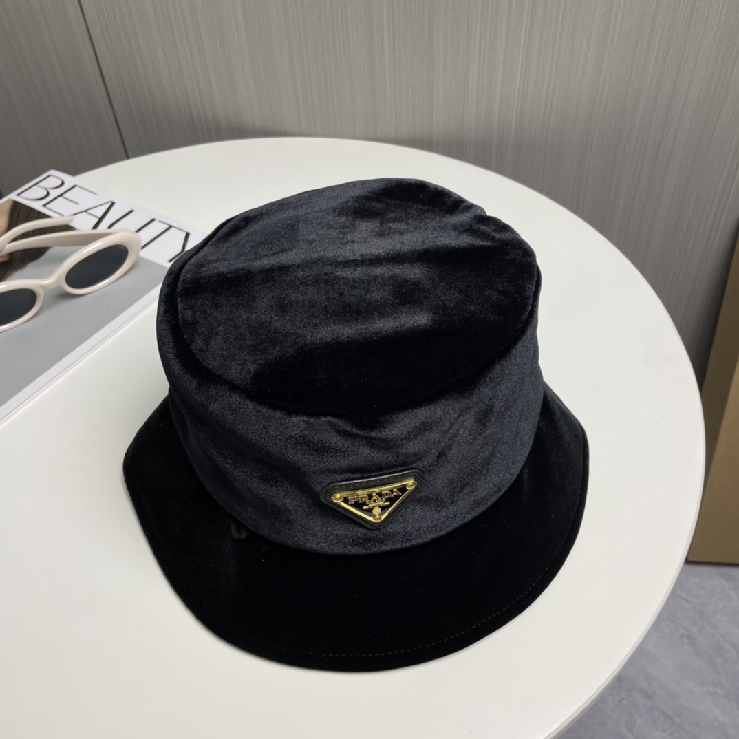 Prada Velvet Bucket Hat - DesignerGu