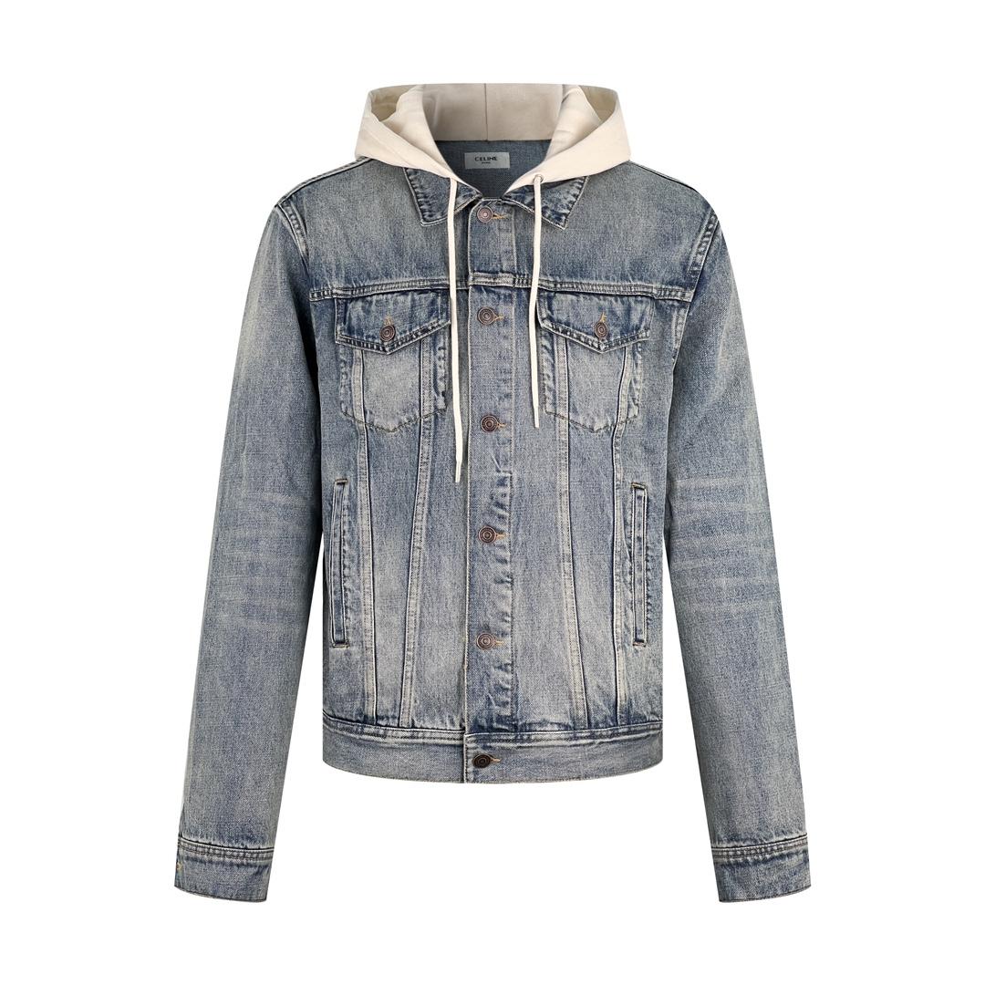 Celine Trucker Jacket In Union Wash Denim - DesignerGu