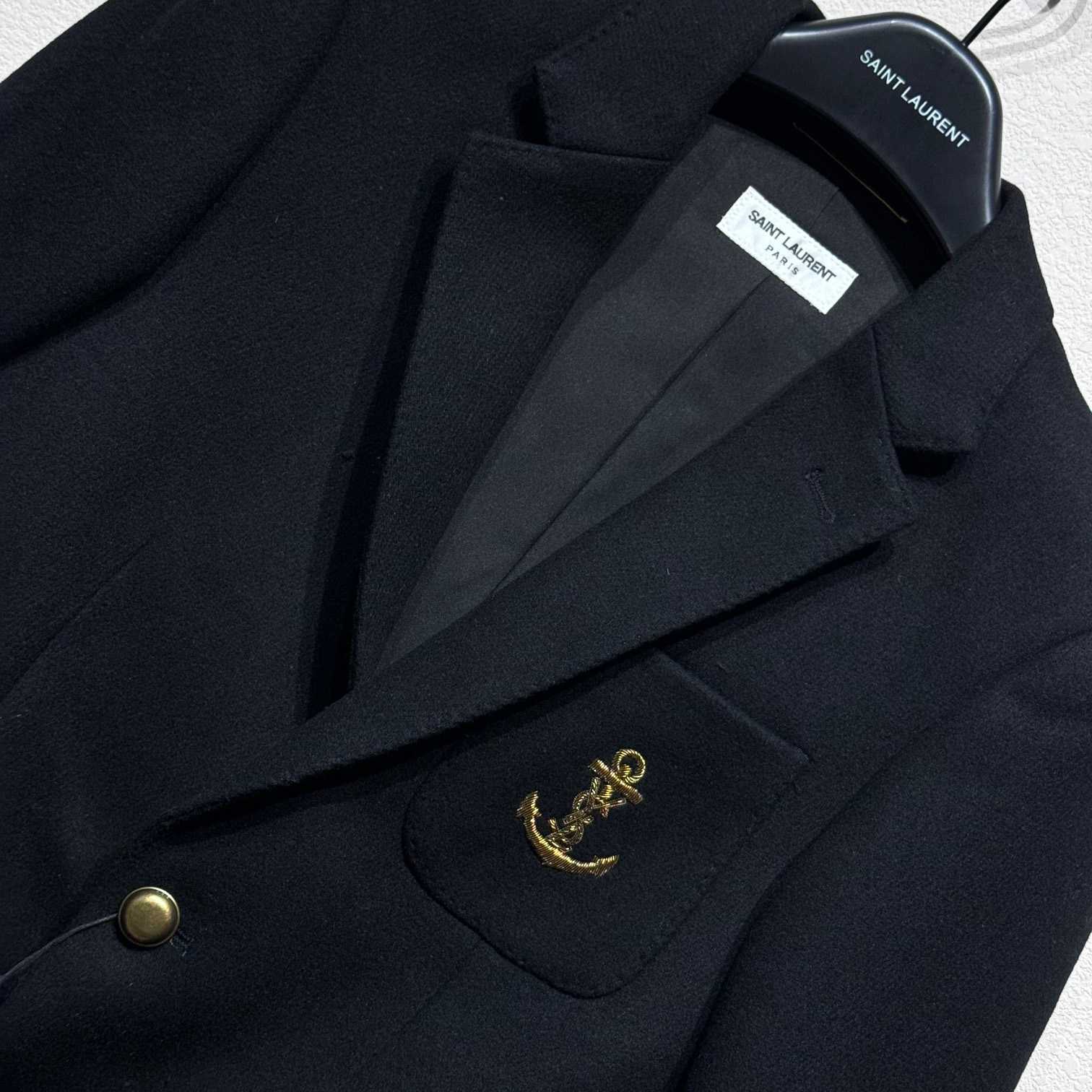 Saint Laurent Anchor Black Blazer Jacket - DesignerGu