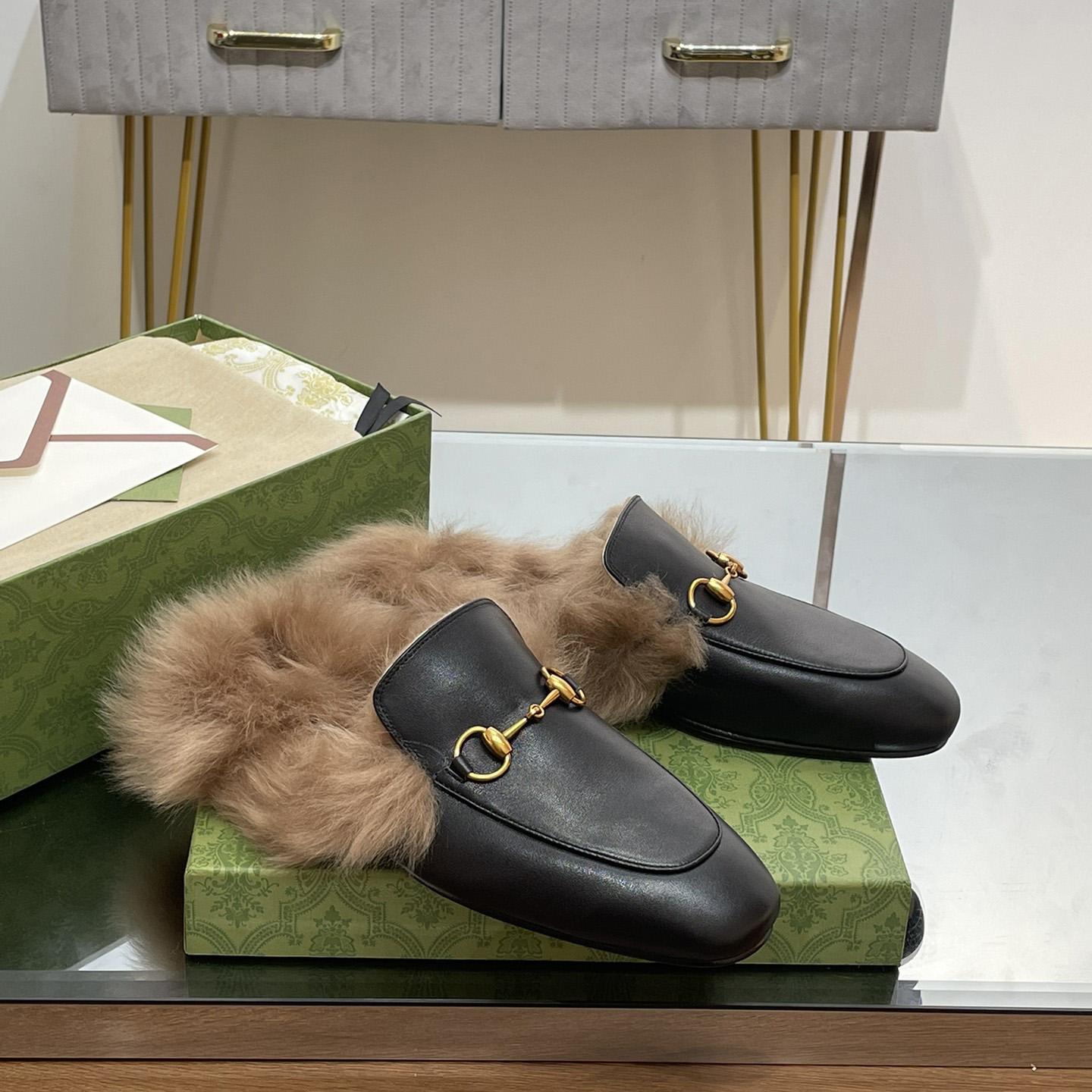 Gucci Fur Horsebit Mules - DesignerGu