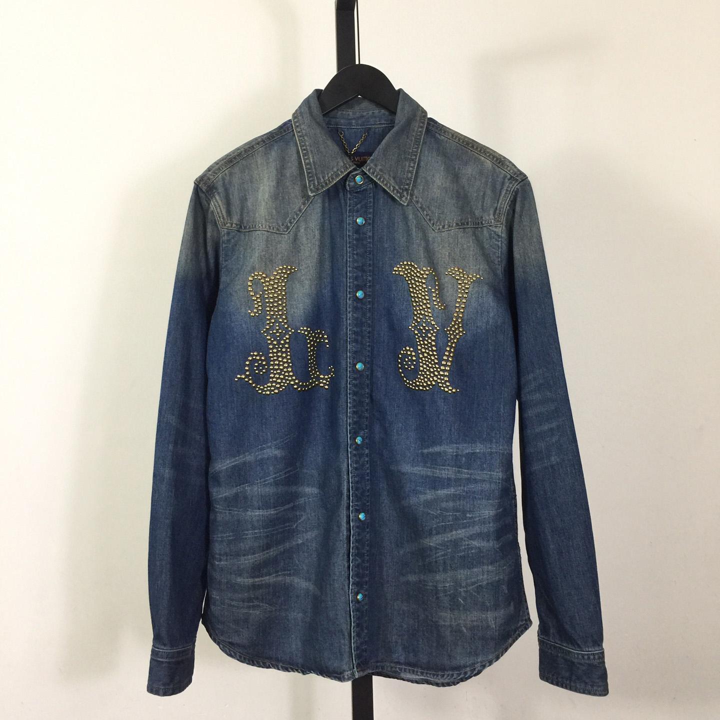 Louis Vuitton Fitted Long-Sleeved Denim Shirt   1AFXL5 - DesignerGu