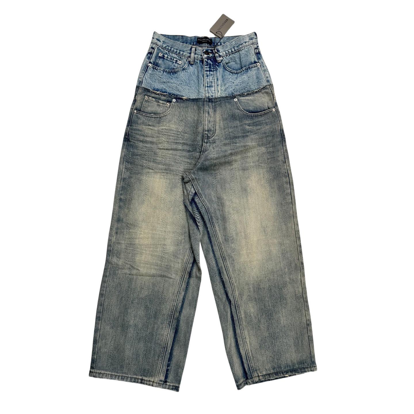 Balenciaga Cut-Up Baggy Pants In Blue  - DesignerGu