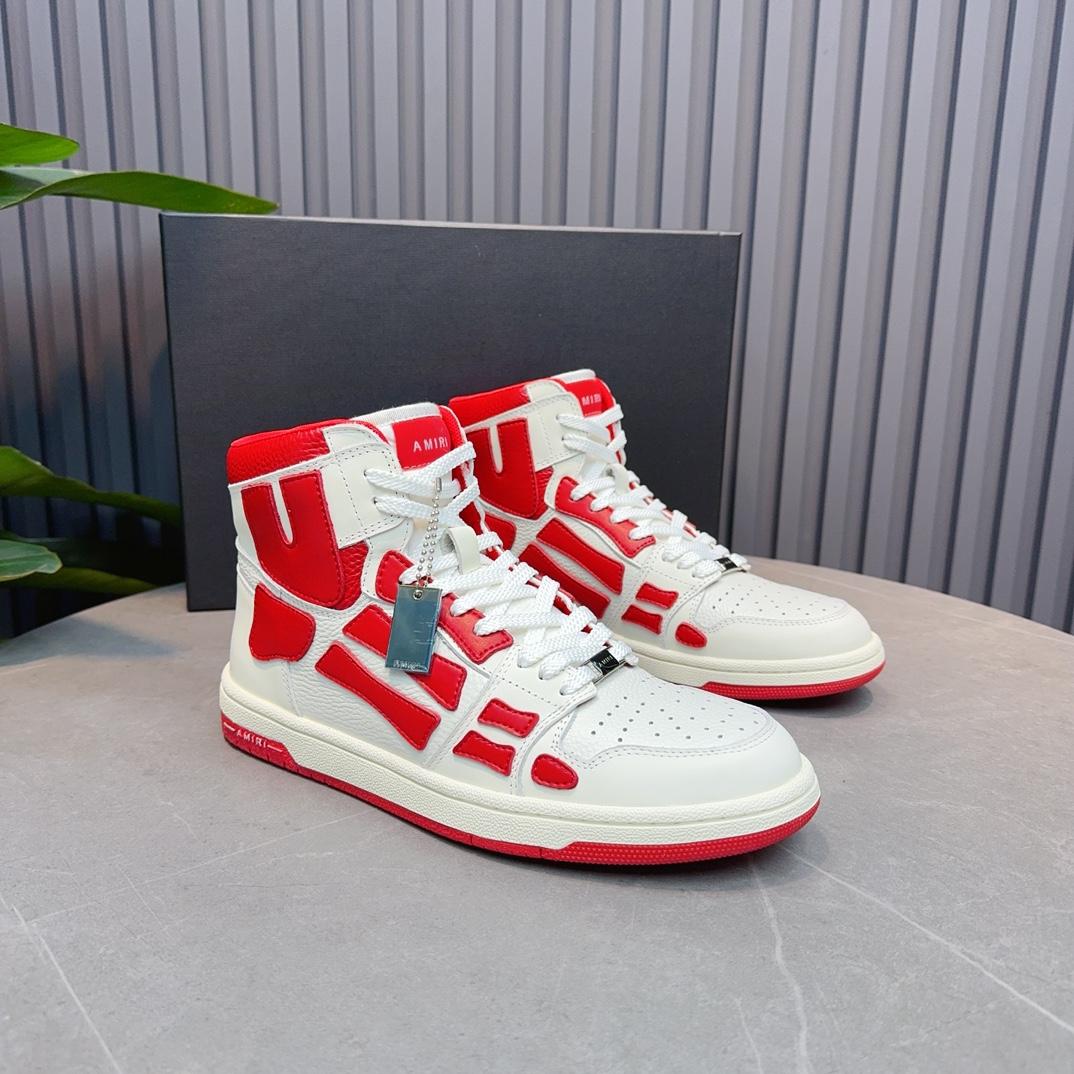 Amiri Leather-Textile High-Top Sneakers - DesignerGu