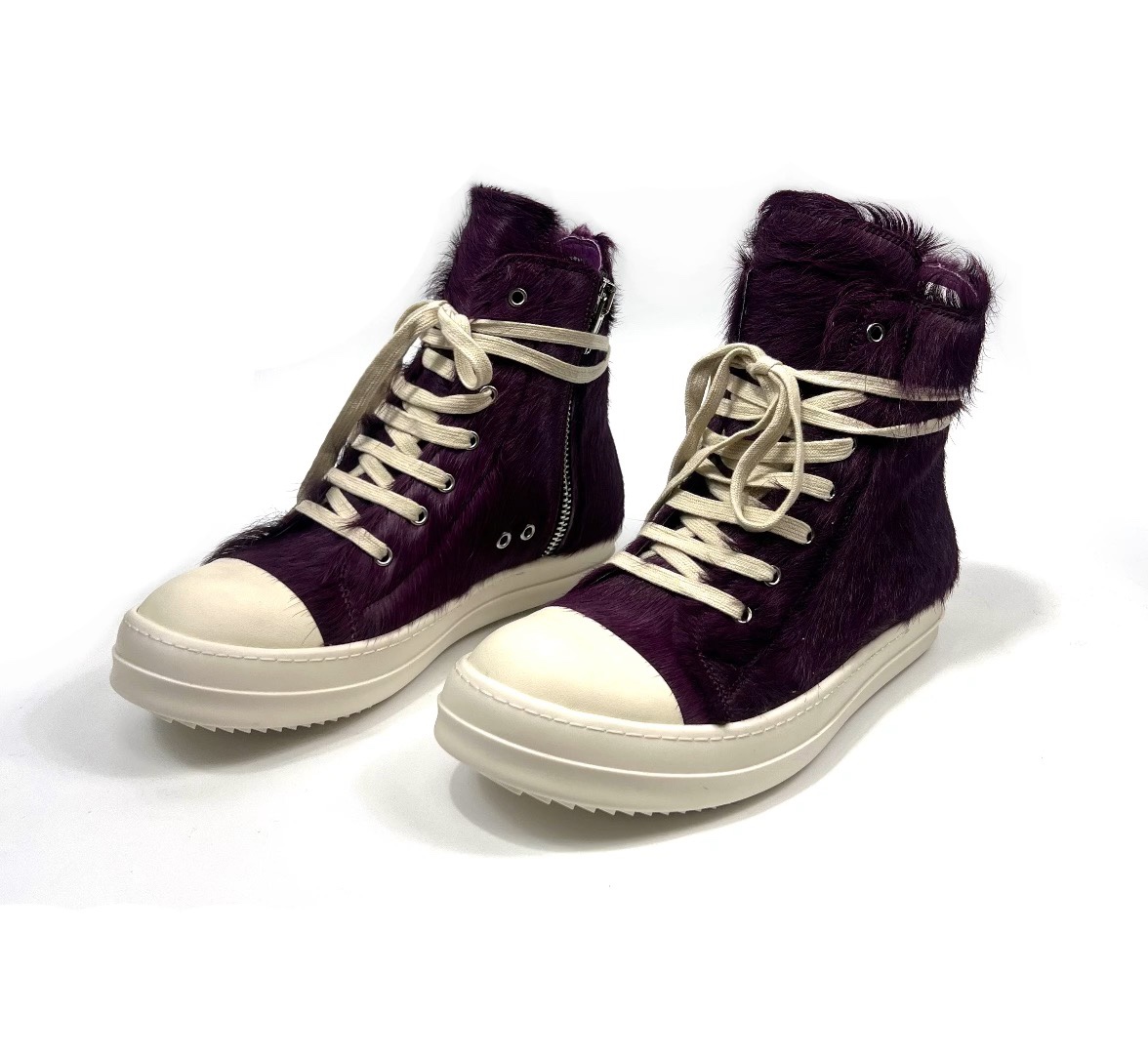 Rick Owens Purple Fur Sneakers - DesignerGu