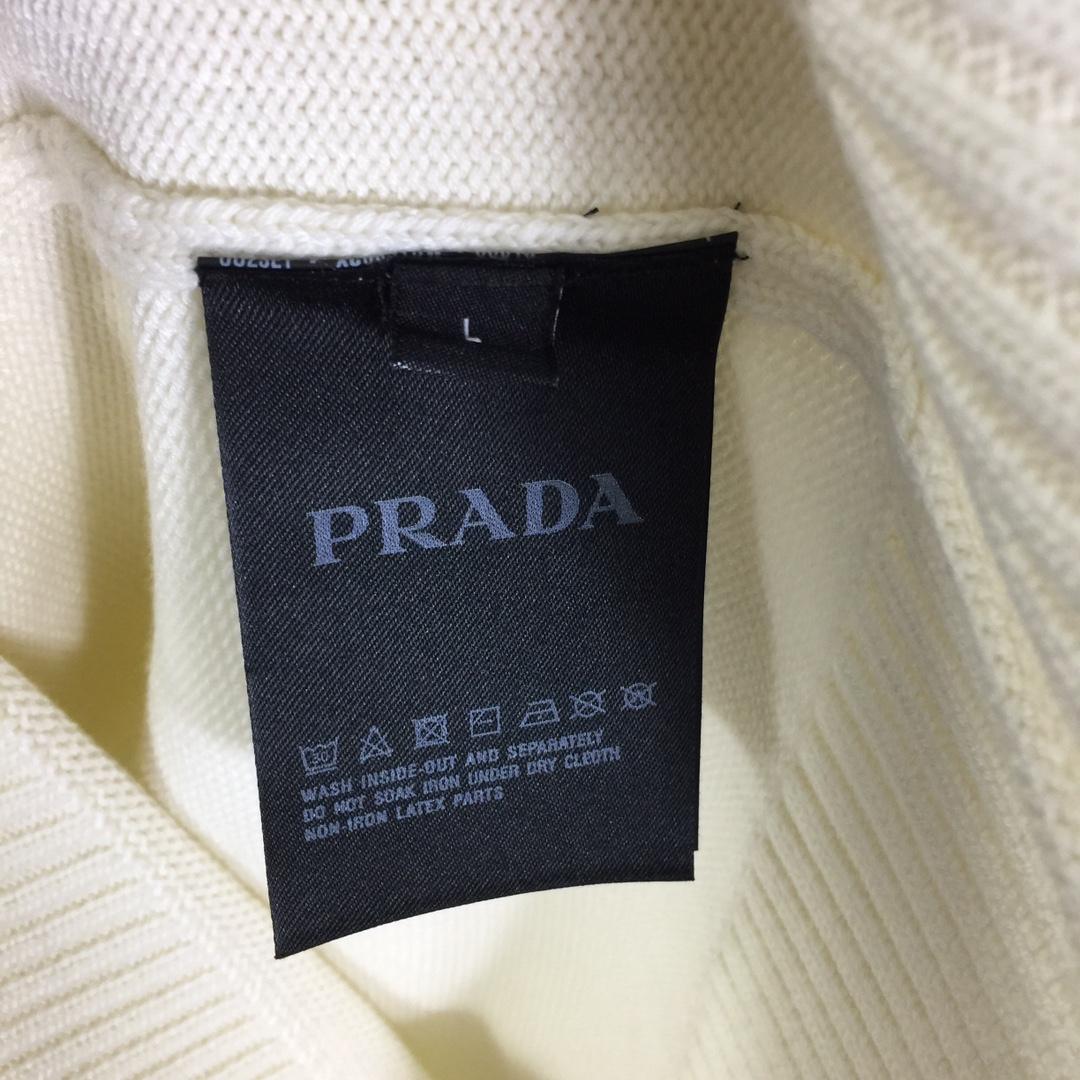 Prada Intarsia Knit Logo Zip-Up Cardigan - DesignerGu