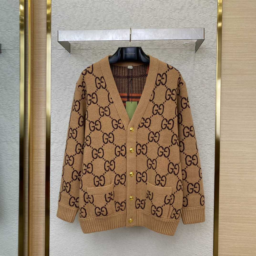 Gucci GG Wool Jacquard Cardigan  - DesignerGu