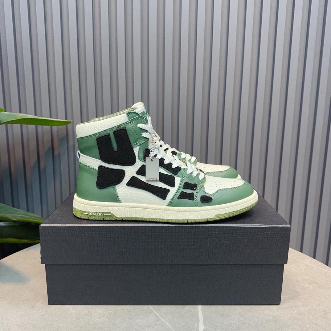 Amiri Leather-Textile High-Top Sneakers - DesignerGu