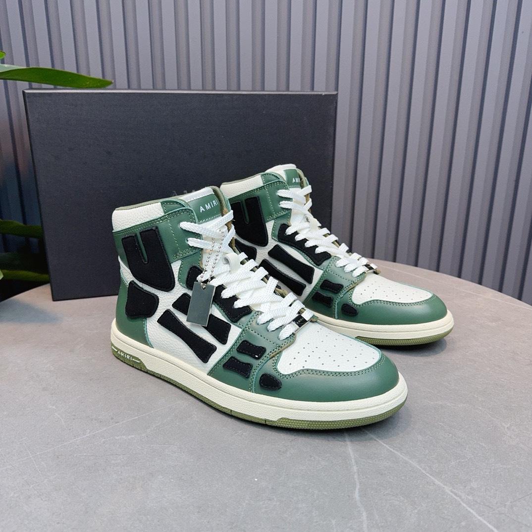 Amiri Leather-Textile High-Top Sneakers - DesignerGu