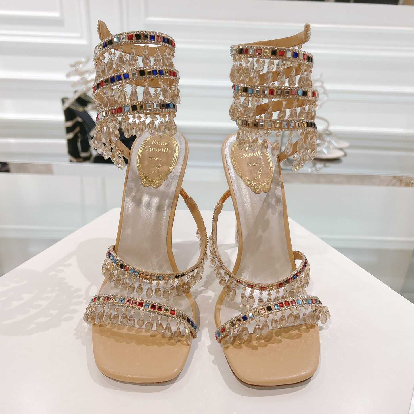 Rene Caovilla Natural Chandelier Sandals - DesignerGu