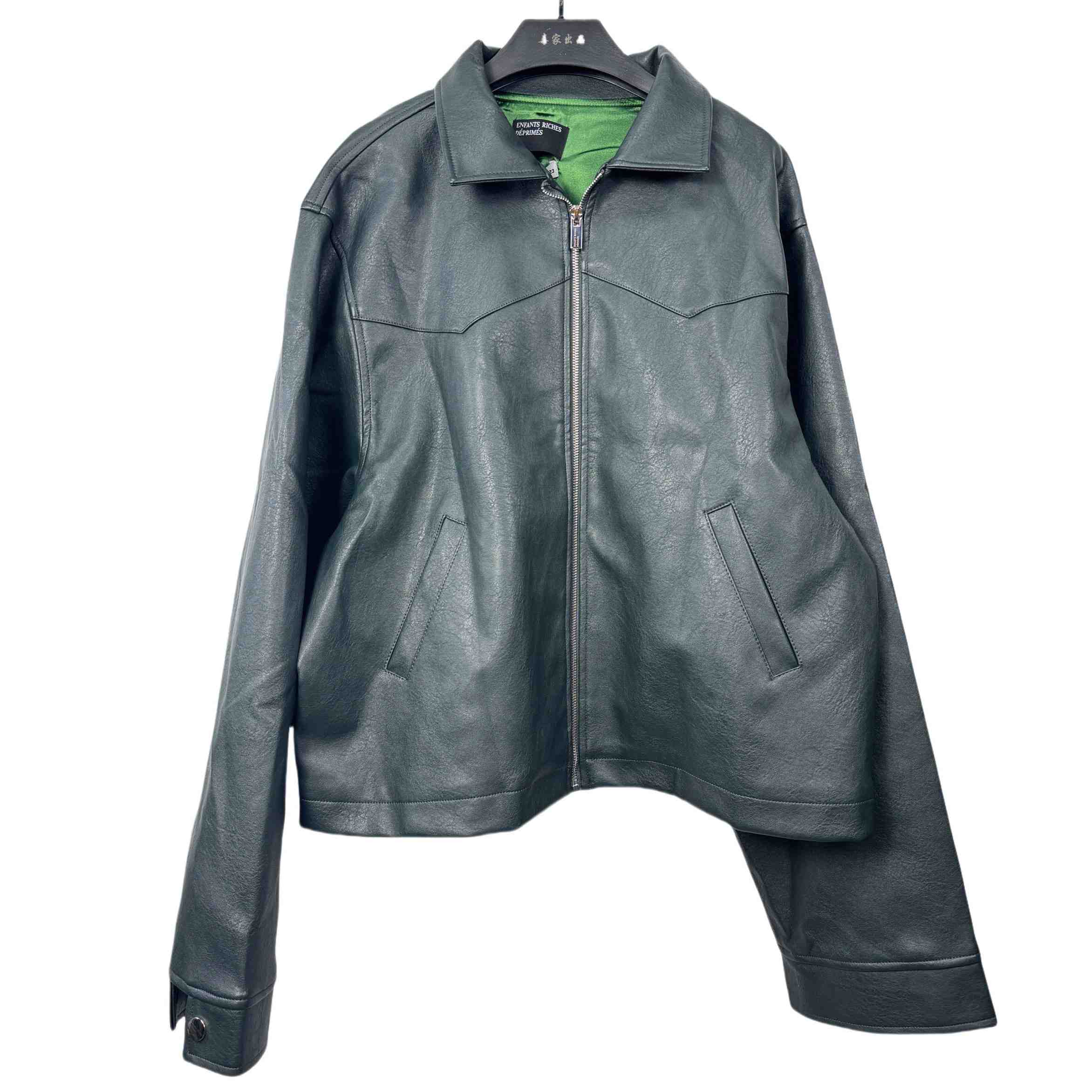 Enfants Riches Deprimes Green Western Leather Jacket - DesignerGu