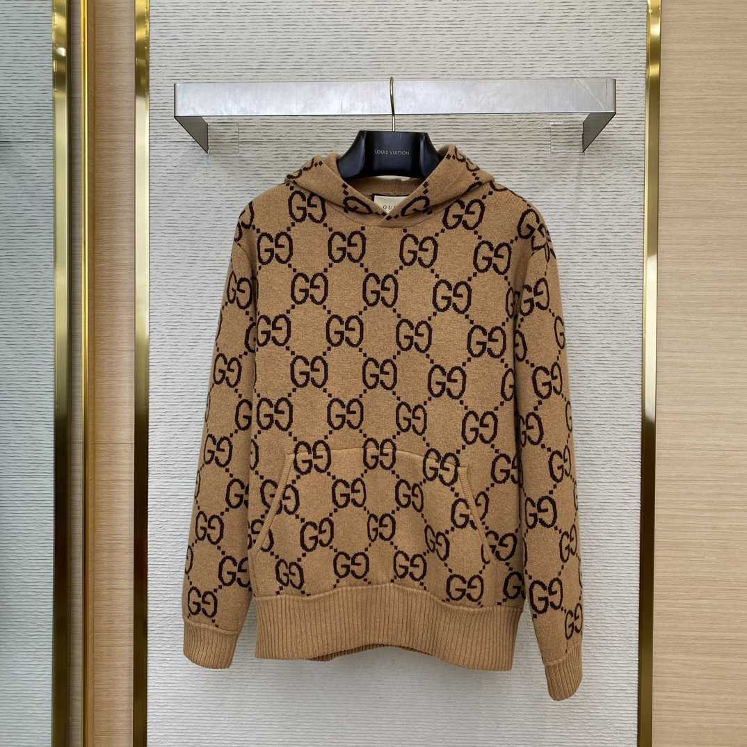 Gucci GG Wool Hooded Sweatshirt - DesignerGu