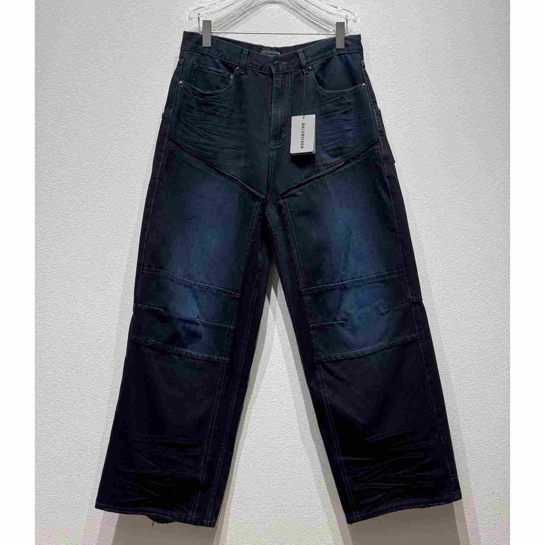 Balenciaga Double Knee Pants In Dark Blue  - DesignerGu