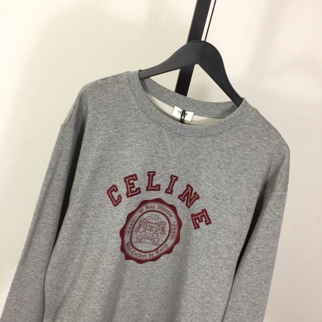 Celine Blason Loose Sweatshirt In Cotton Fleece - DesignerGu