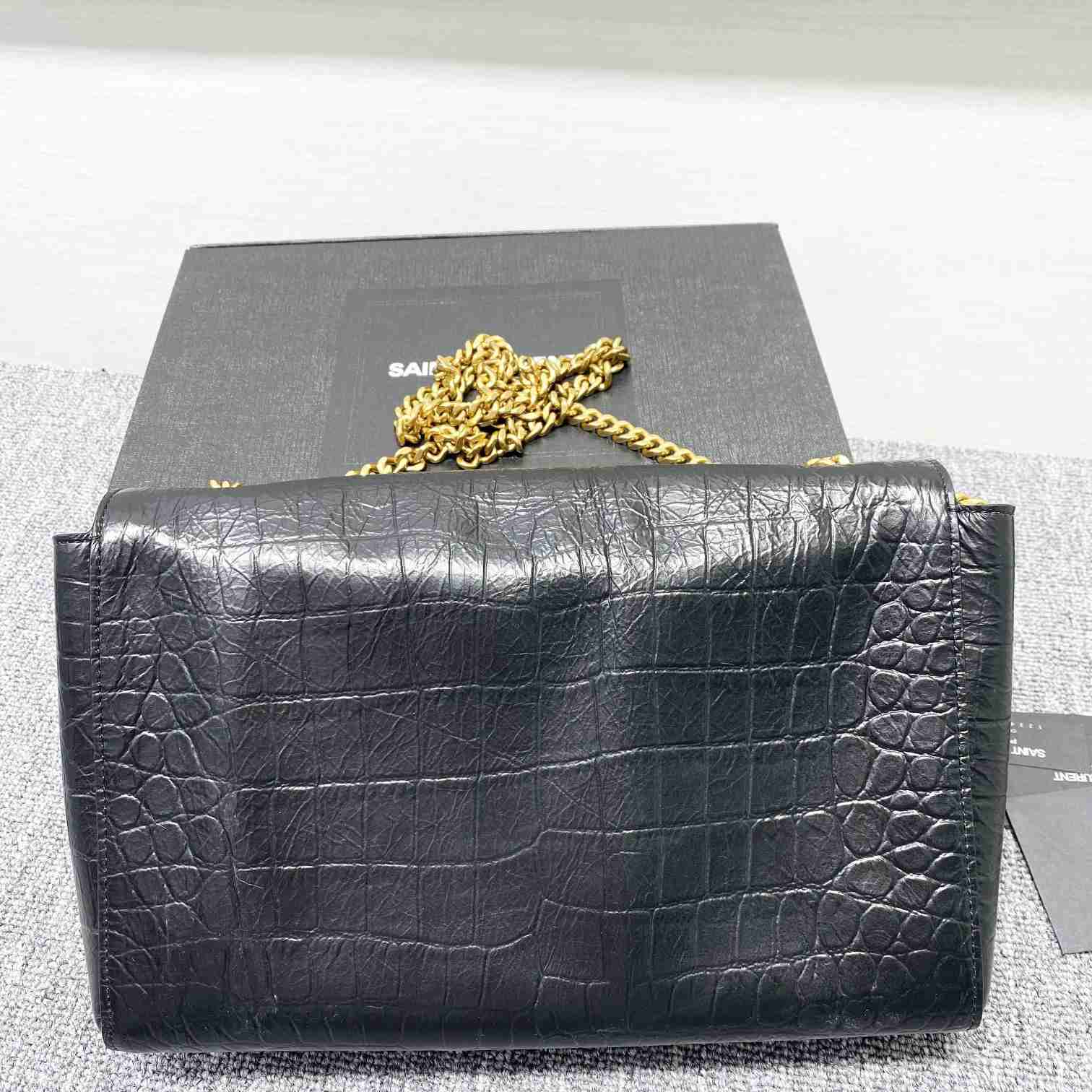 Saint Laurent Reversible Kate Medium In Crocodile-Embossed Leather - DesignerGu