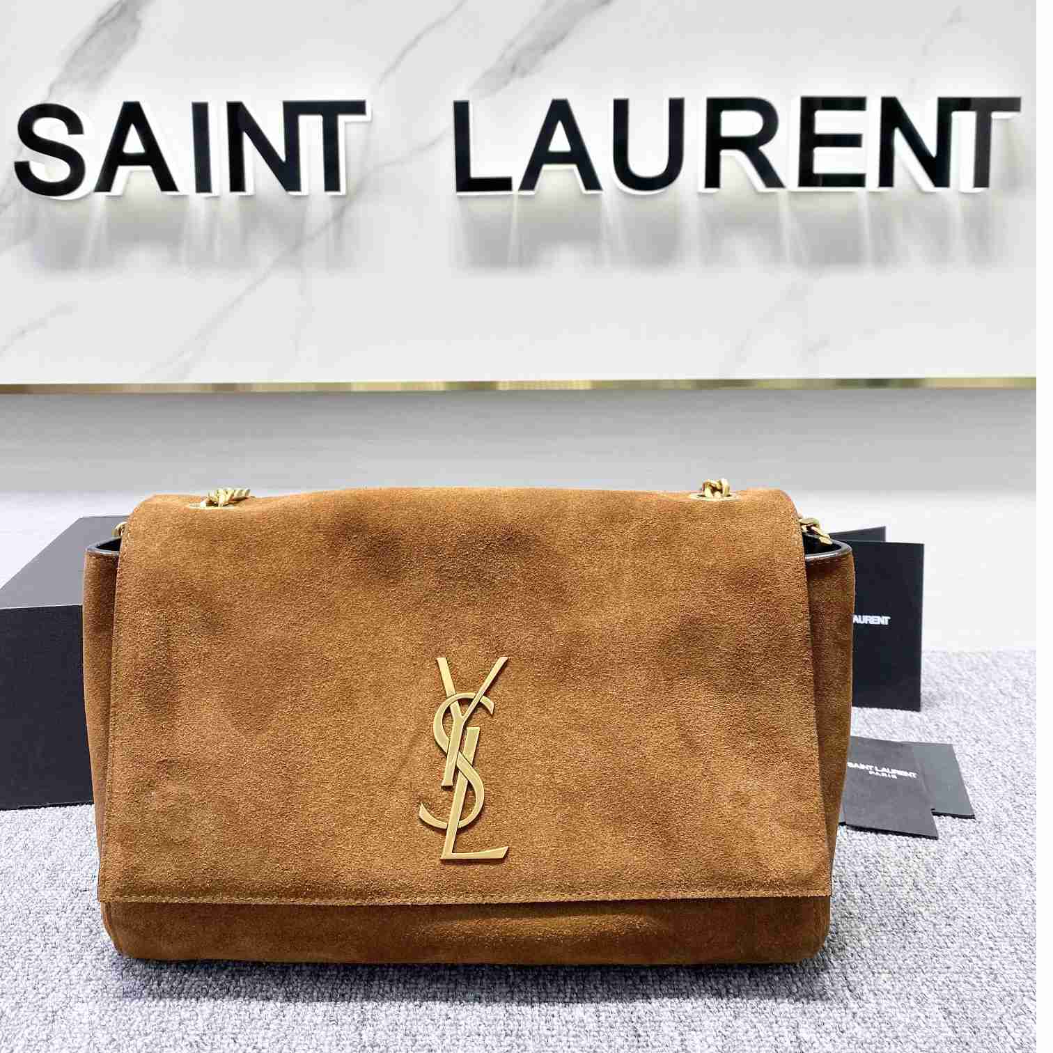 Saint Laurent Reversible Kate Medium In Crocodile-Embossed Leather - DesignerGu