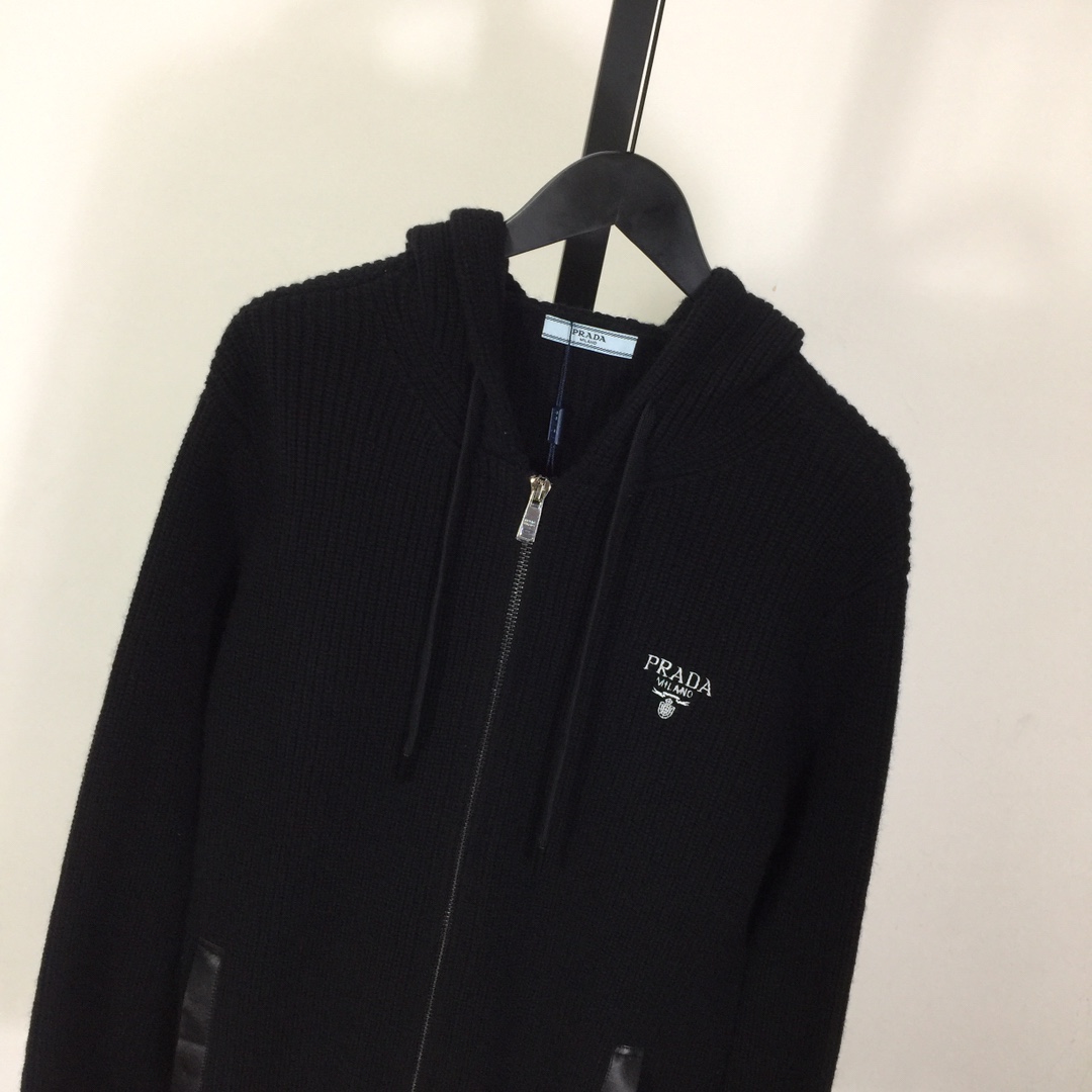 Prada Zip Up Hooded Knit Jacket - DesignerGu