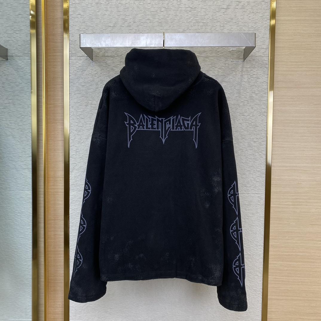 Balenciaga Paris Moon Crinkled Hoodie Large Fit In Black - DesignerGu