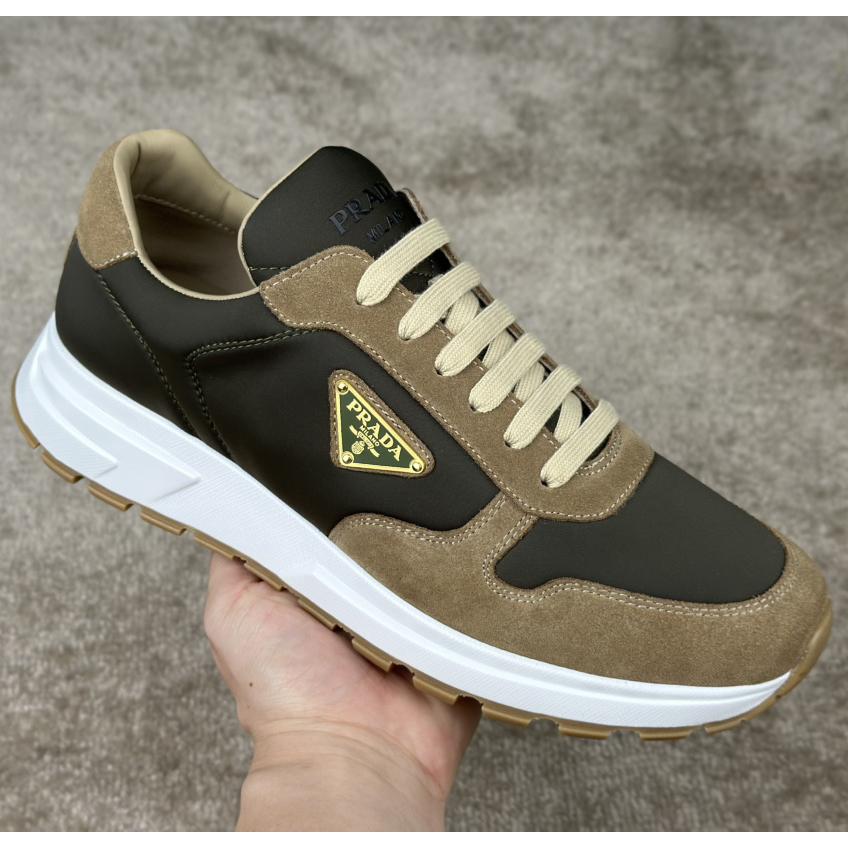 Prada Leather And Re-Nylon Sneakers - DesignerGu