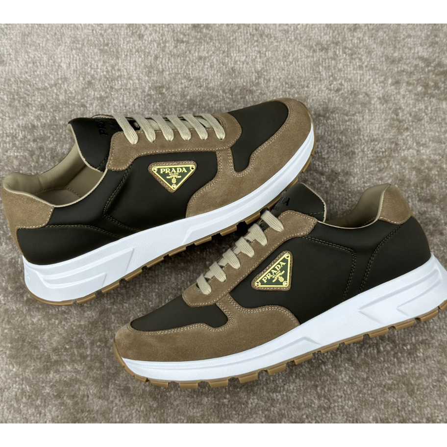 Prada Leather And Re-Nylon Sneakers - DesignerGu