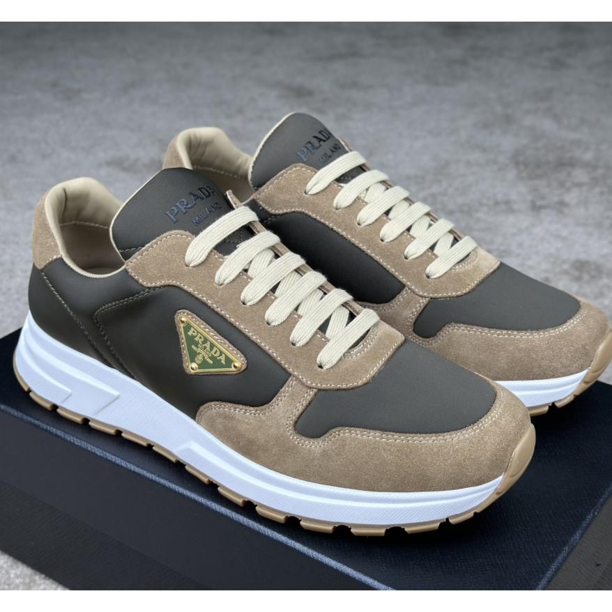 Prada Leather And Re-Nylon Sneakers - DesignerGu