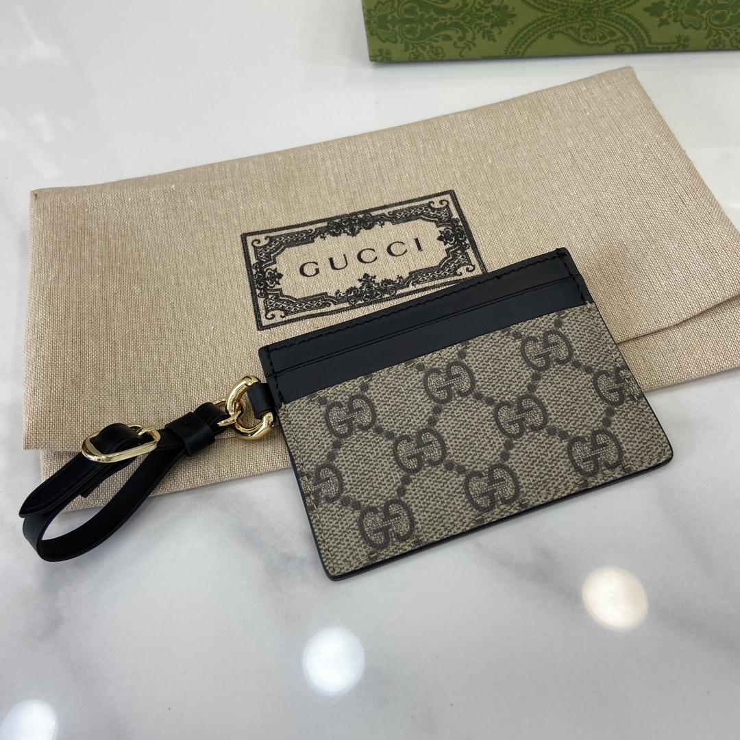 Gucci GG Emblem Card Case With Strap - DesignerGu