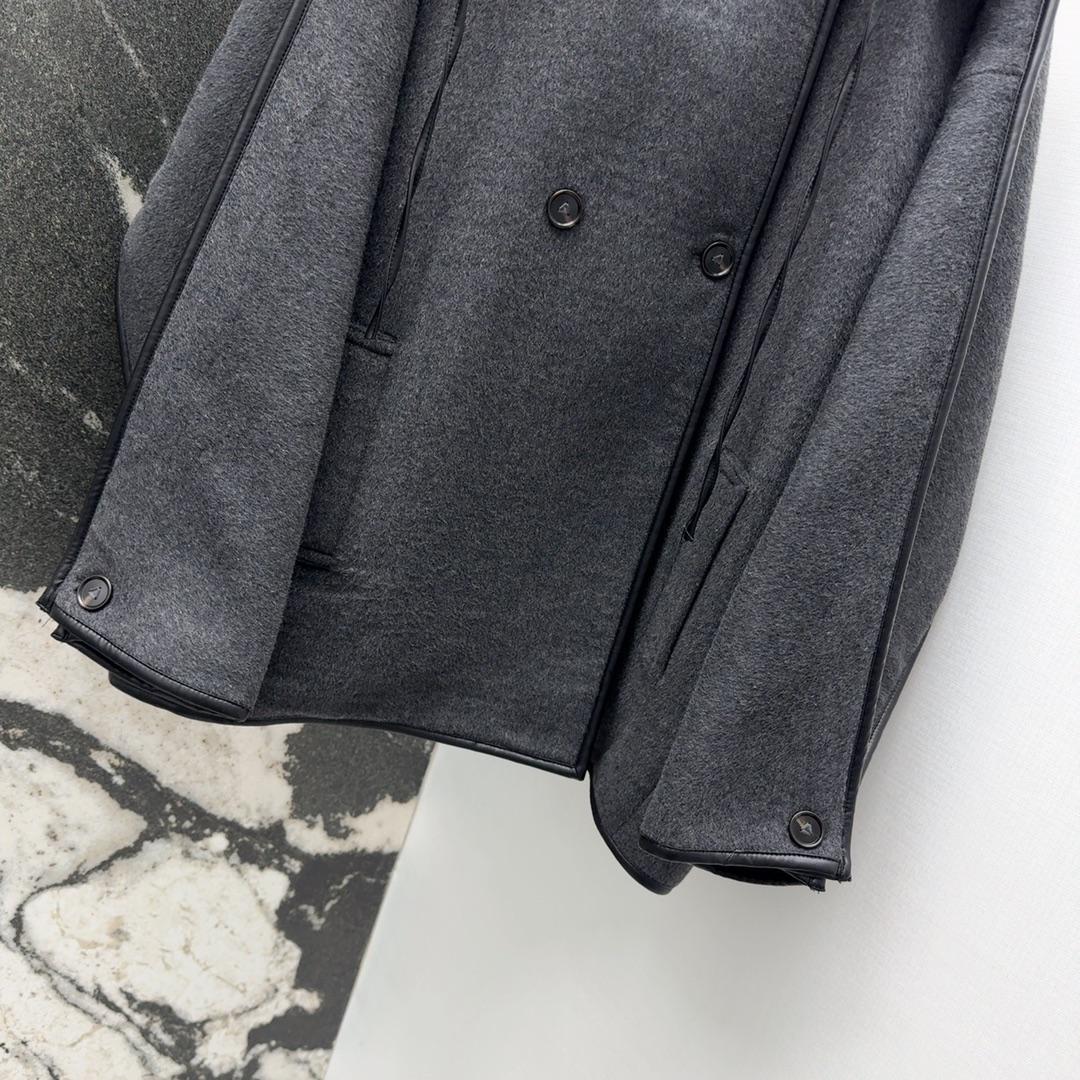 Bottega Veneta Gray Wool Cape Coat - DesignerGu