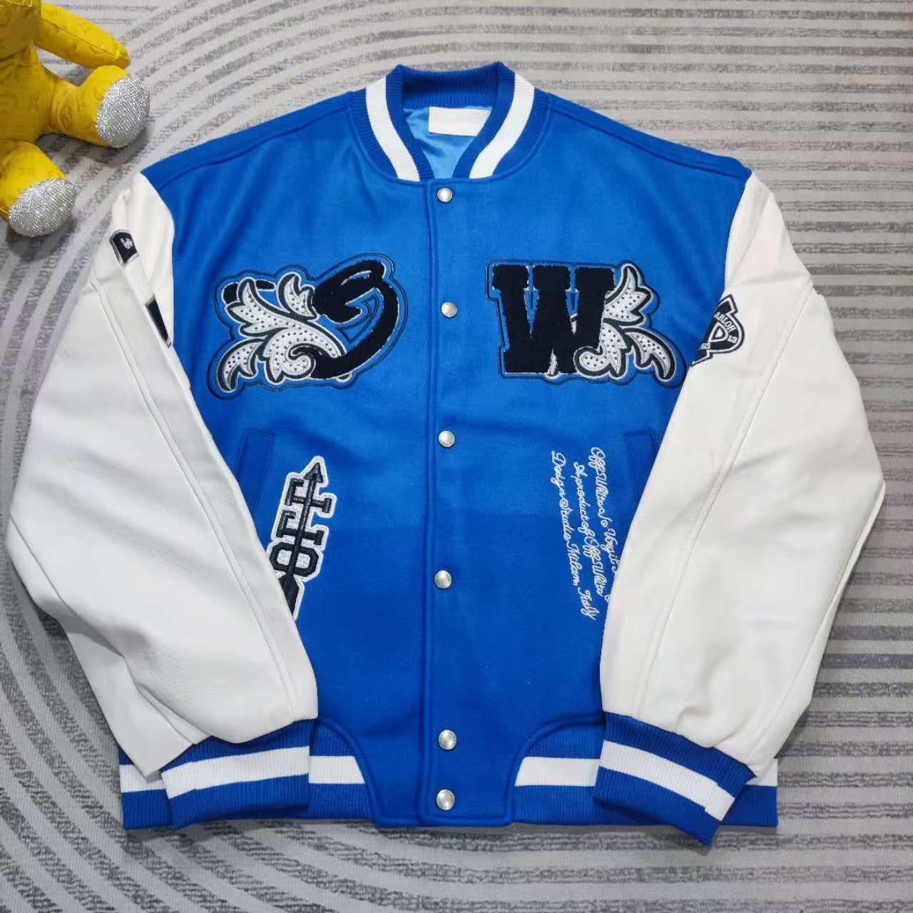 Off-White Royal Logo-appliqué Varsity Jacket - DesignerGu