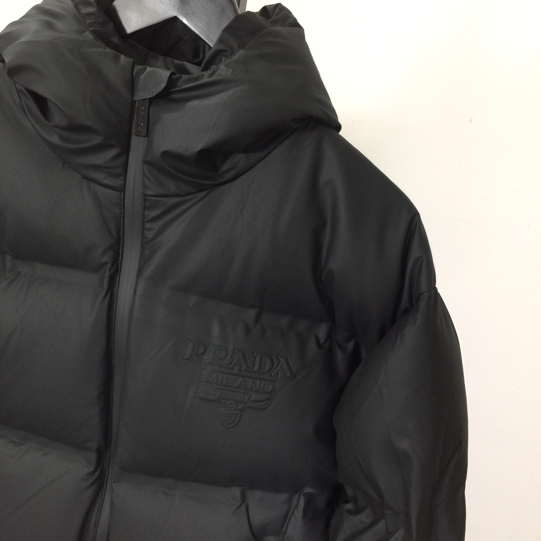 Prada Black Hooded Puffer Jacket - DesignerGu