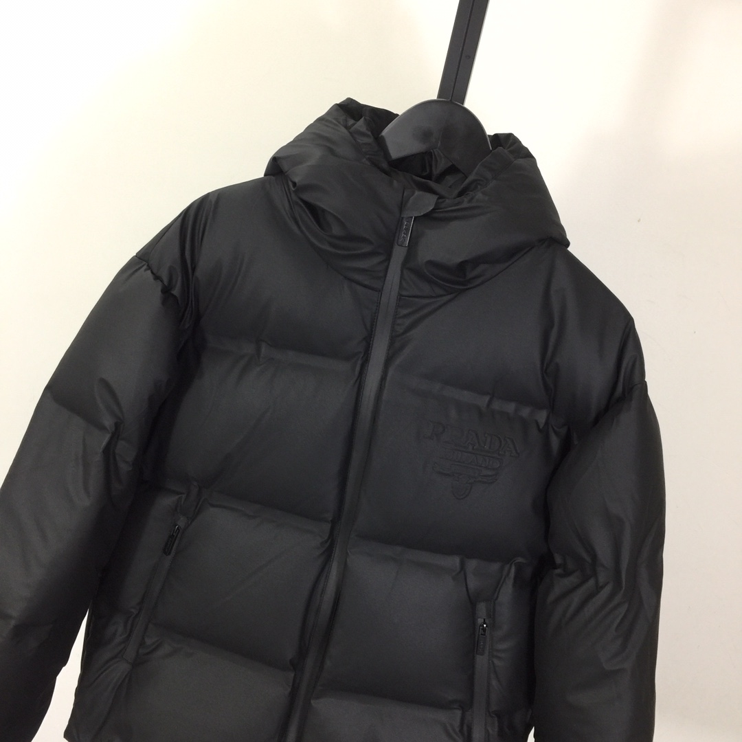 Prada Black Hooded Puffer Jacket - DesignerGu