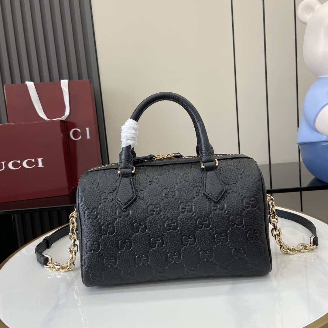 Gucci GG Emblem Small Top Handle Bag - DesignerGu