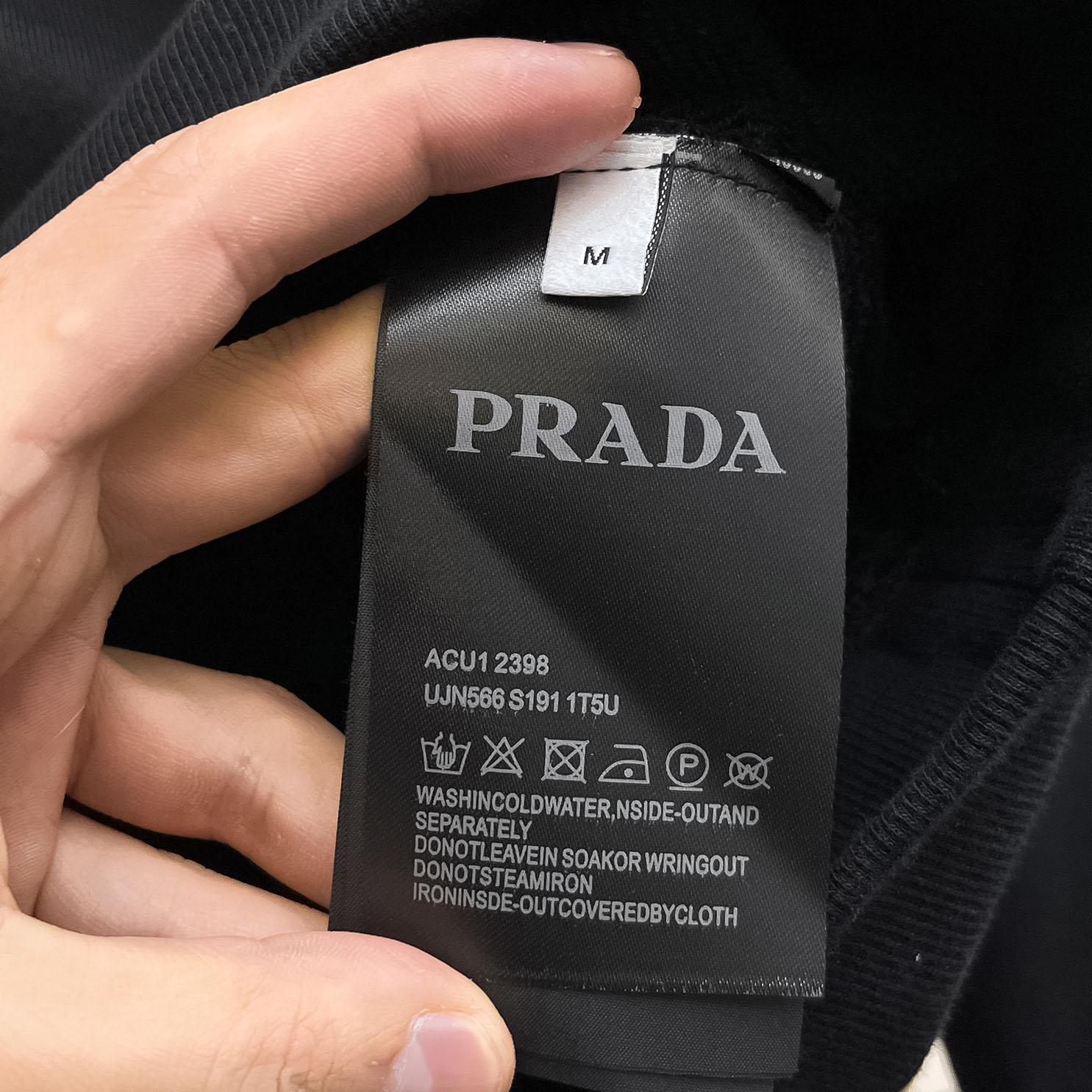 Prada Embroidered Logo Hoodie - DesignerGu