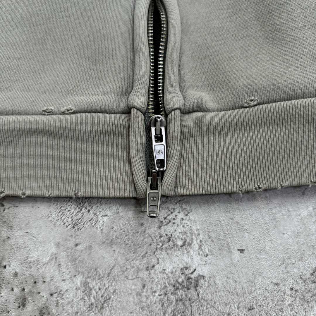 Balenciaga Y2K Zip-Up Hoodie Regular Fit In Light Beige - DesignerGu