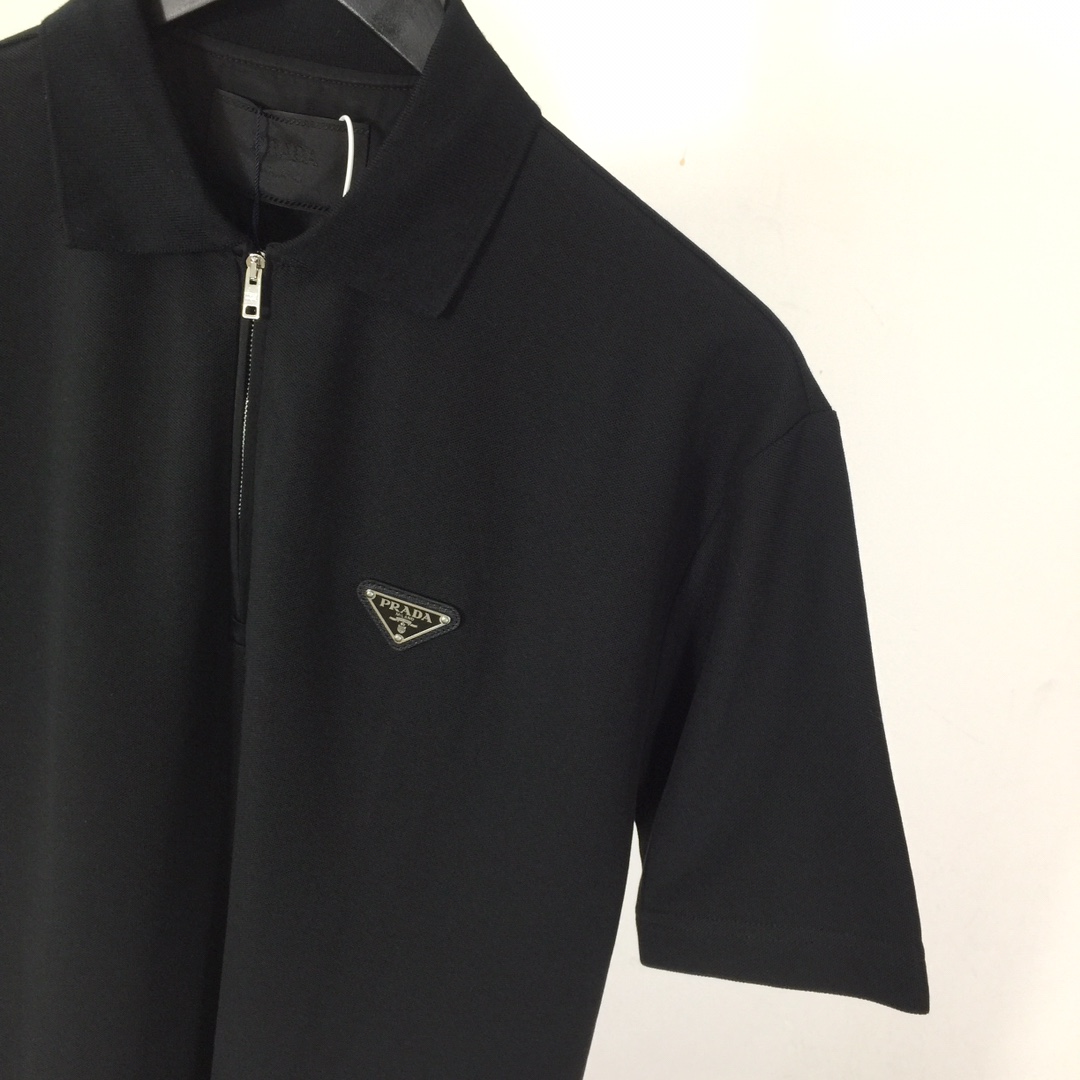 Prada Triangle-logo Cotton Polo Shirt - DesignerGu