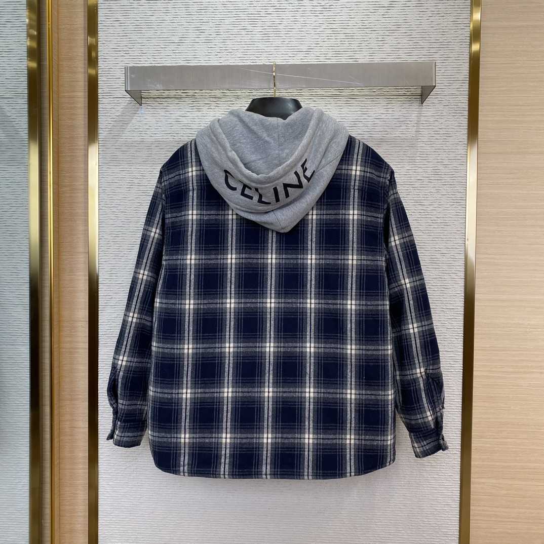 Celine Hooded Overshirt In Checked Cotton - DesignerGu