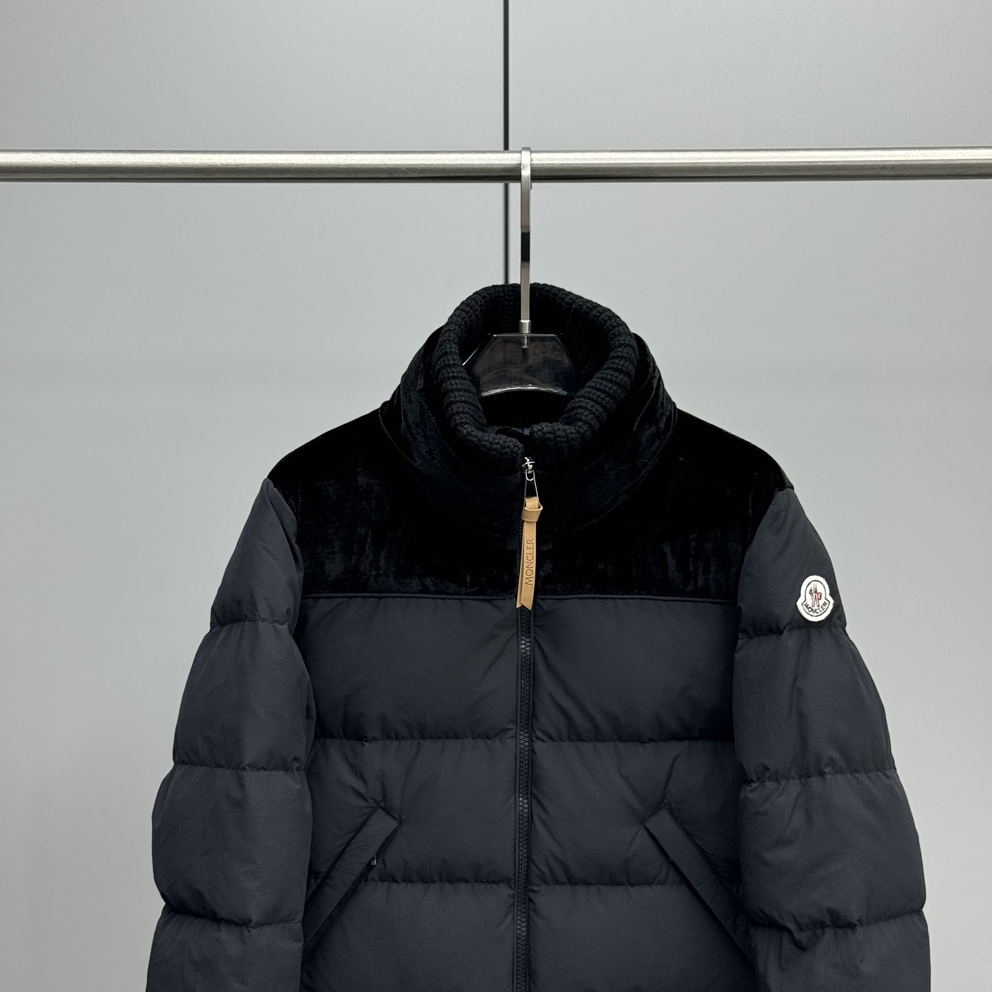 Moncler Auffrique  Velvet-trimmed Down Jacket - DesignerGu