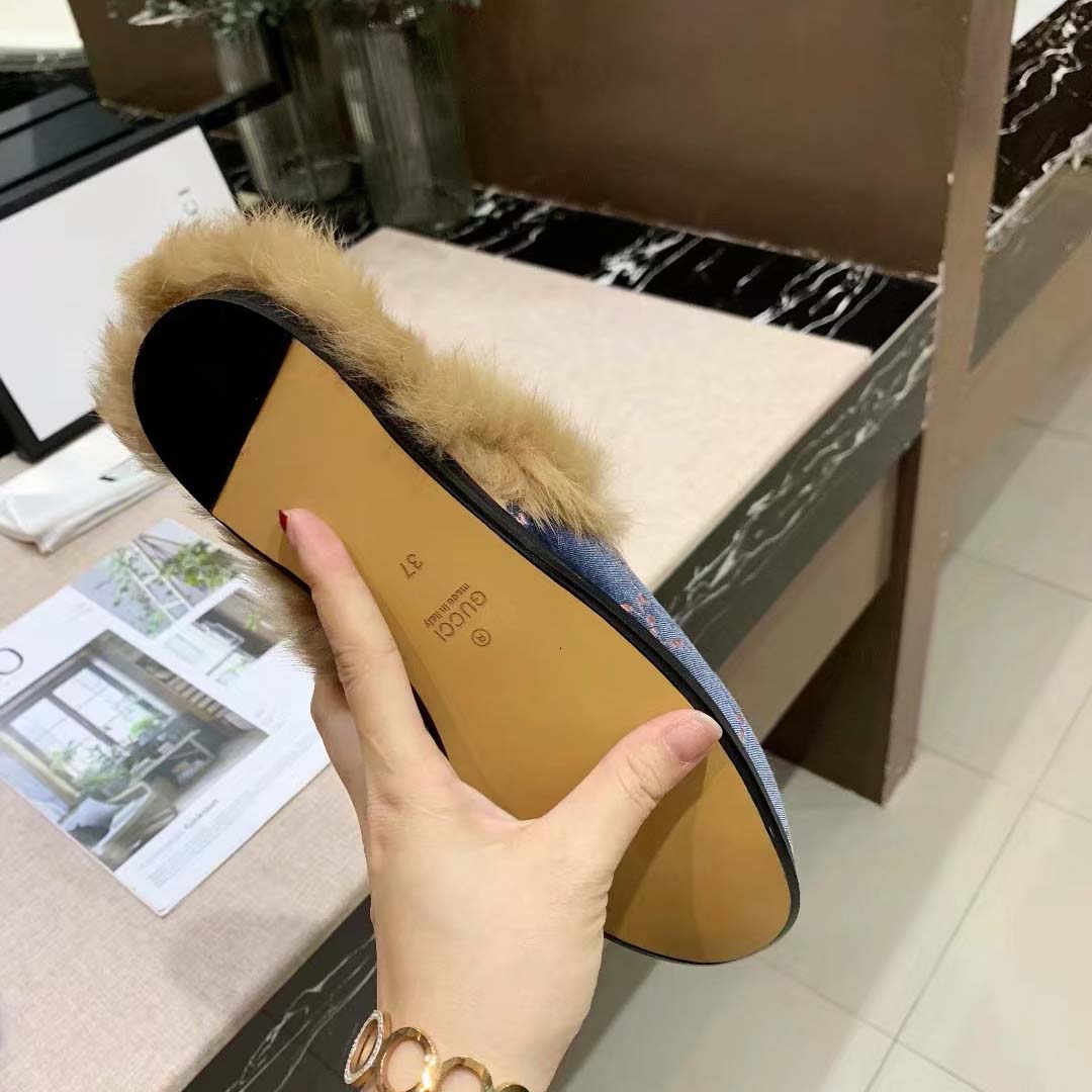 Gucci Suede Velvet Leather Slippers  - DesignerGu