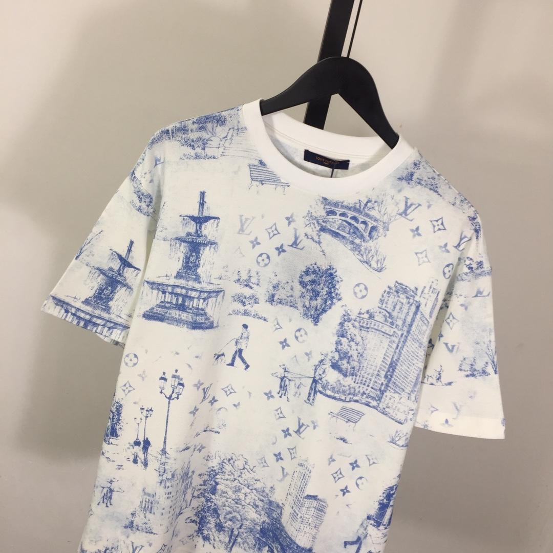 Louis Vuitton Printed Cotton Pique T-Shirt   1AGJZ4 - DesignerGu