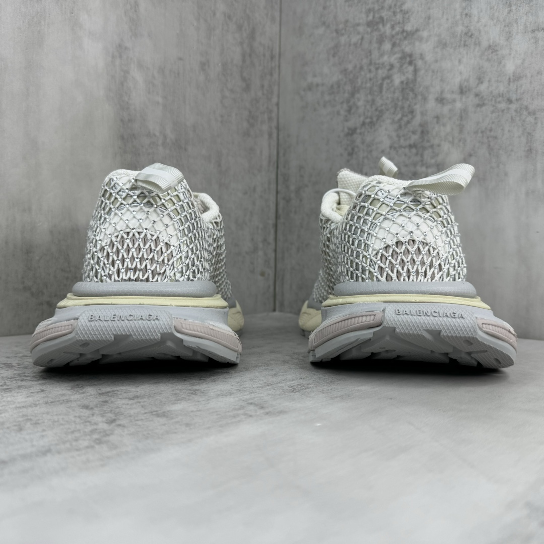 Balenciaga 3XL Fishnet Sneaker In Eggshell And Crystal Mesh - DesignerGu