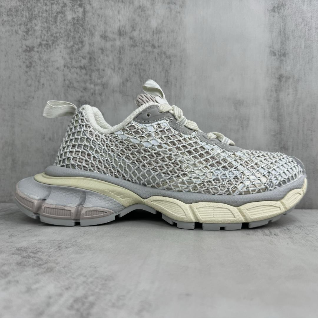 Balenciaga 3XL Fishnet Sneaker In Eggshell And Crystal Mesh - DesignerGu