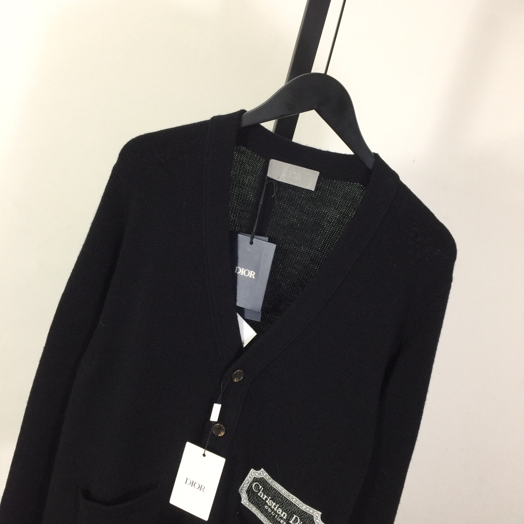 Dior Embroidered Logo Cashmere Cardigan - DesignerGu