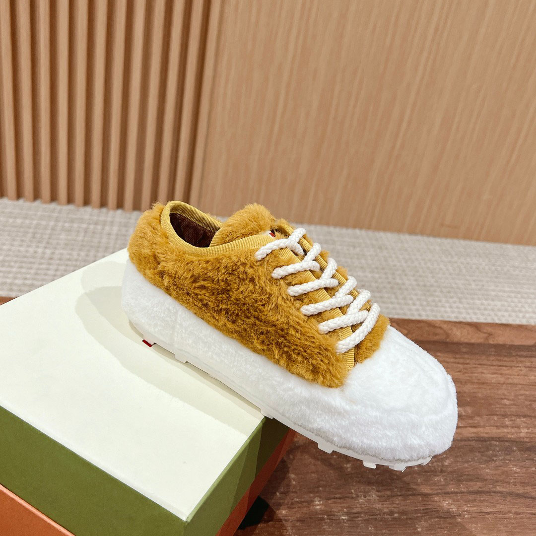 Marni Beige Teddy Tennis Sneaker - DesignerGu