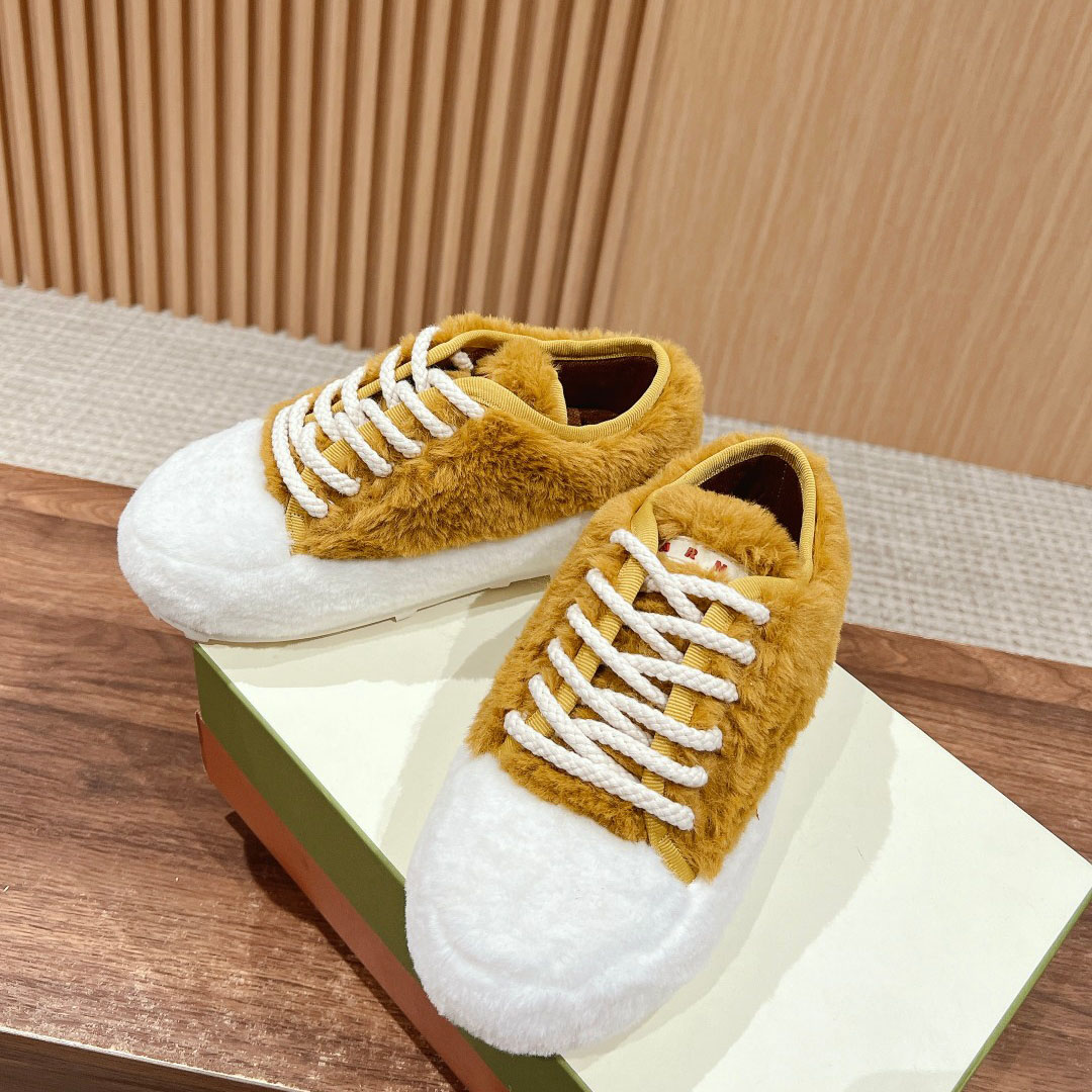 Marni Beige Teddy Tennis Sneaker - DesignerGu