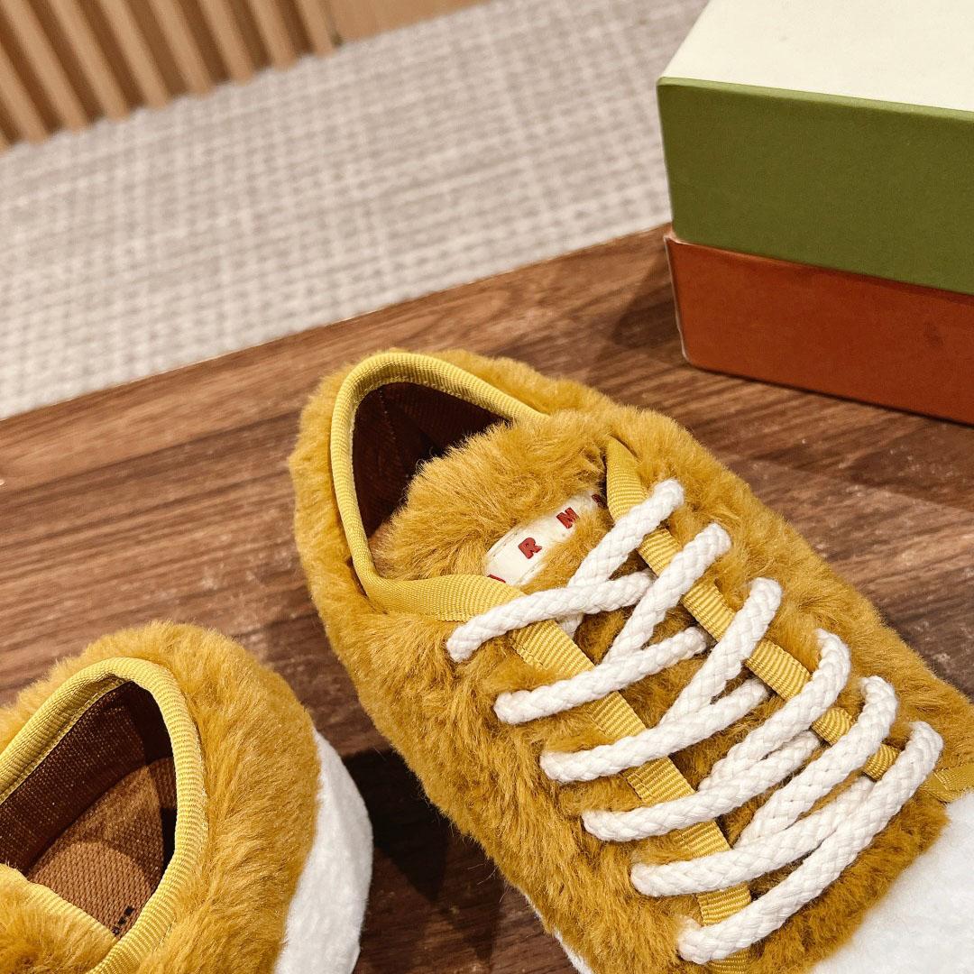 Marni Beige Teddy Tennis Sneaker - DesignerGu