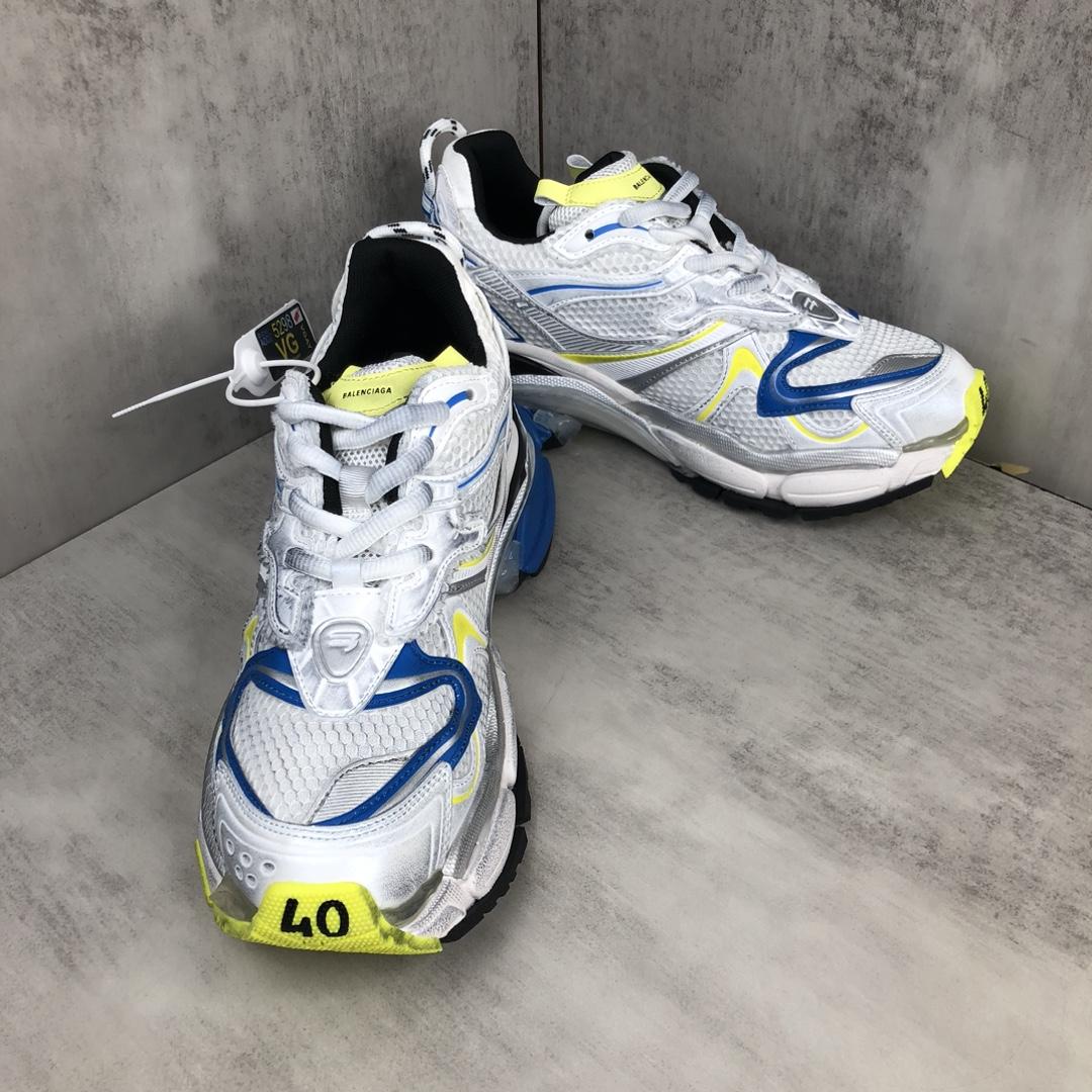 Balenciaga Runner 2.0 Sneaker In White, Yellow And Blue Mesh And Polyurethane - DesignerGu