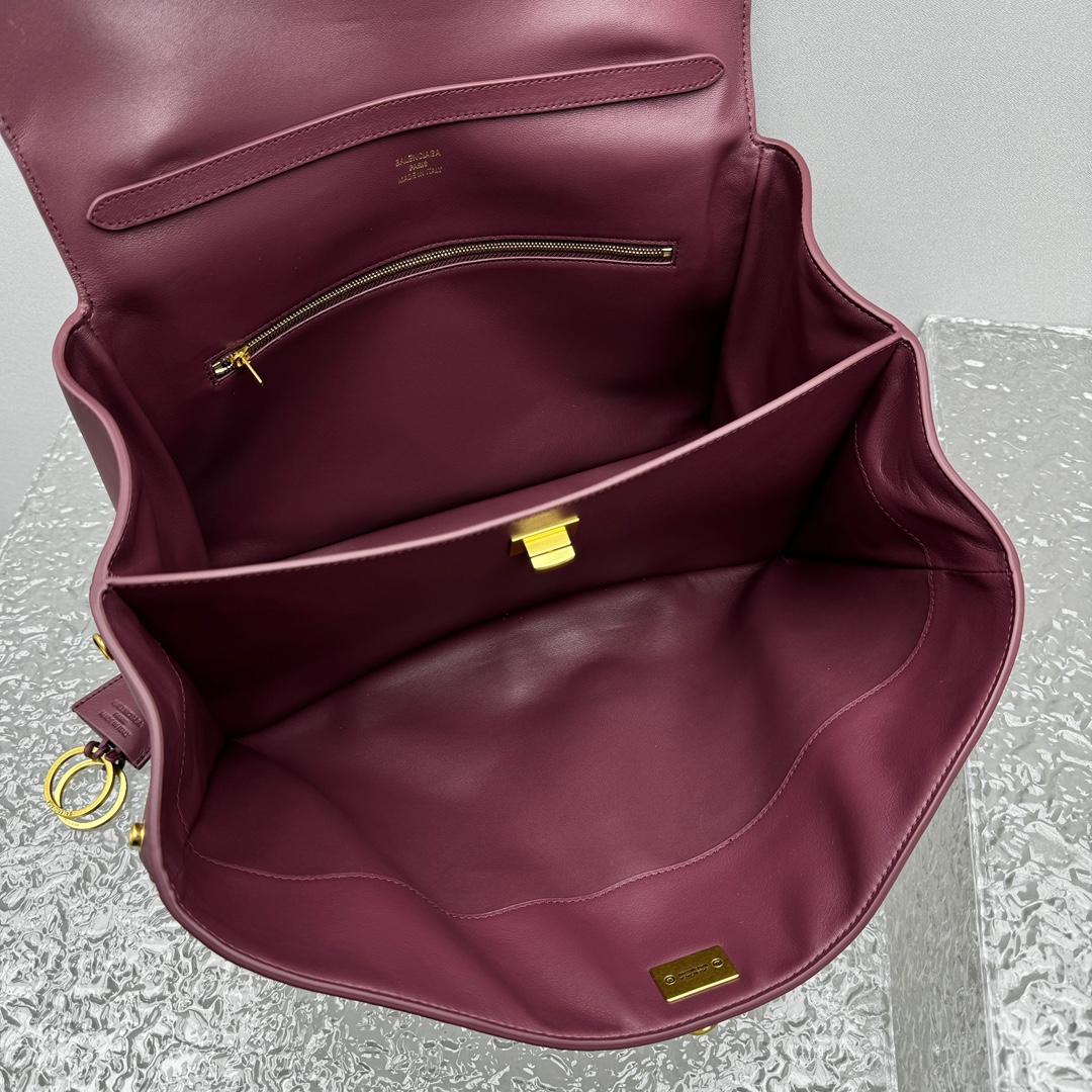 Balenciaga Rodeo Medium Handbag In Burgundy - DesignerGu