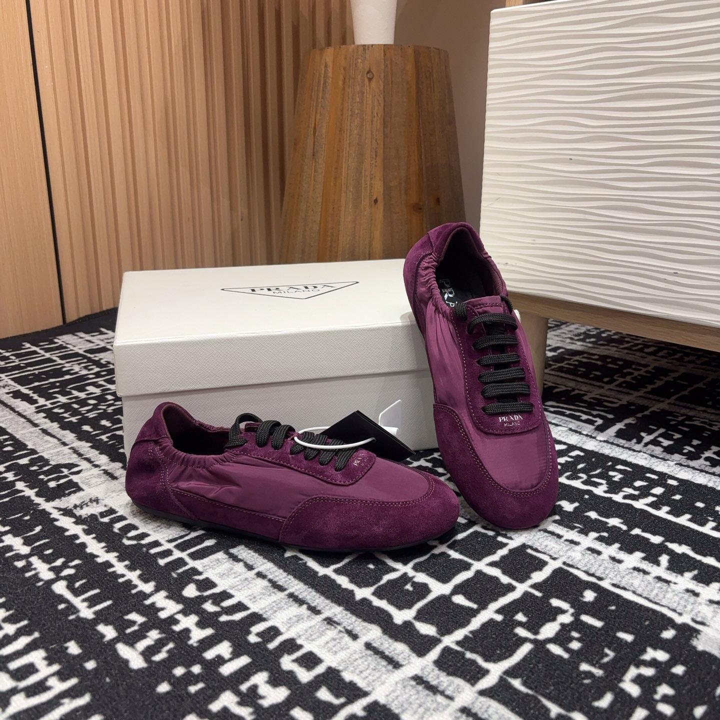 Prada Collapse Re-Nylon And Suede Sneakers - DesignerGu