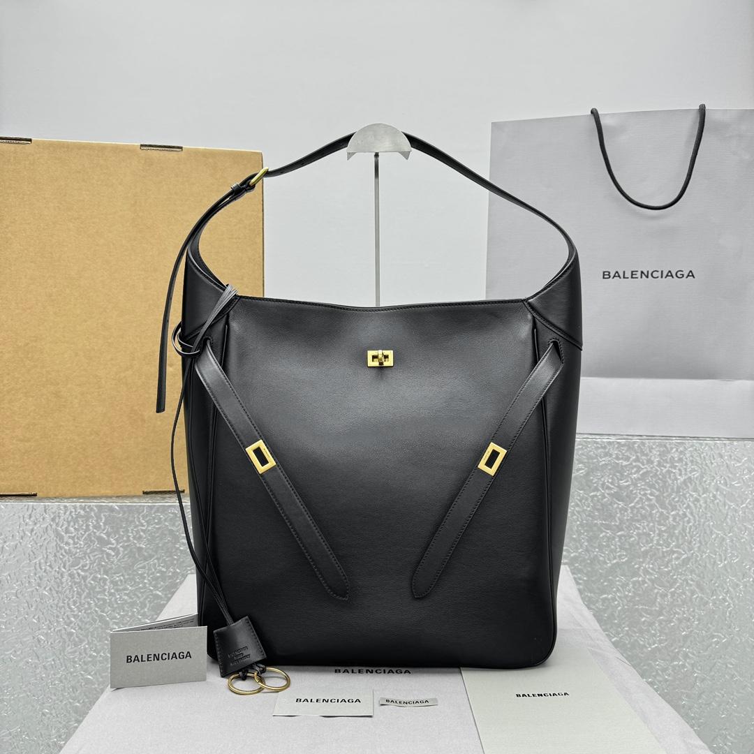 Balenciaga Bel Air Large Hobo Bag In Black  - DesignerGu