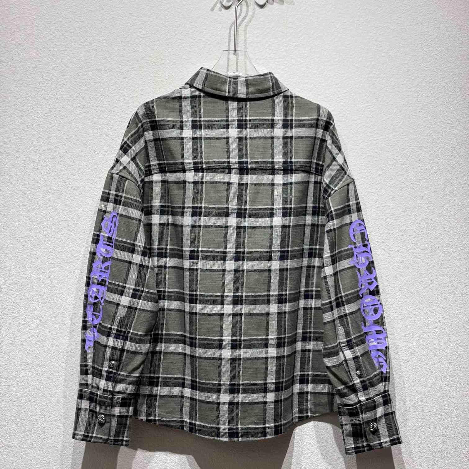 Chrome Hearts Sleeve Print Flannel Shirt - DesignerGu